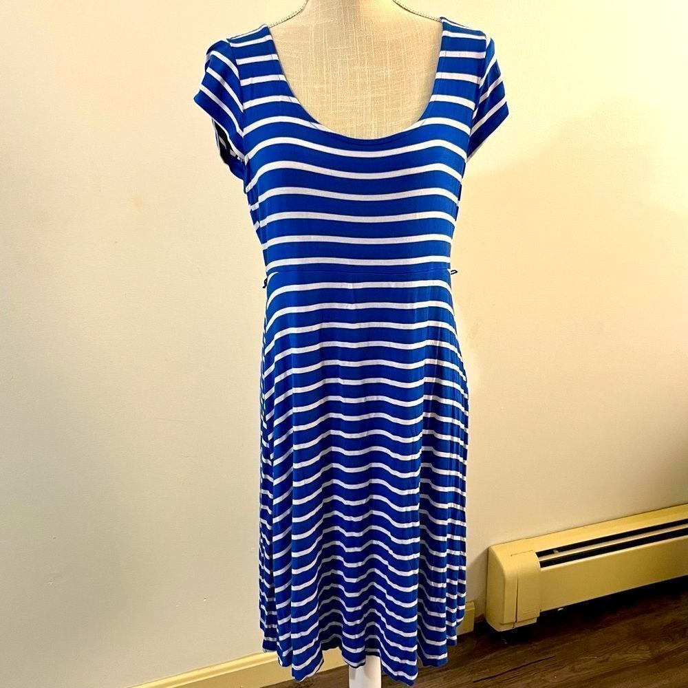 MOTHERHOOD | Blue & White Striped Maternity Dress